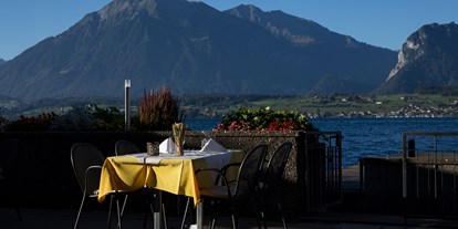 Hotels am See - Badewanne - Schweiz - Seeterrasse - Hotel Restaurant Bellevue au Lac
