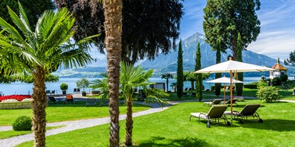 Hotels am See - Garten mit Seezugang - Schweiz - Mediterraner Park - Parkhotel Gunten