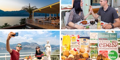 Hotels am See - SUP Verleih - Italien - Glutenfreie Lösungen für alle Mahlzeiten, vom Frühstück bis zum Abendessen. Verfügbarkeit eines gemütlichen Speisesaals im Innenbereich oder einer geräumigen Terrasse, von der aus Sie die Aussicht genießen und köstliche typische Gerichte genießen können.  - Hotel Eden Gardasee