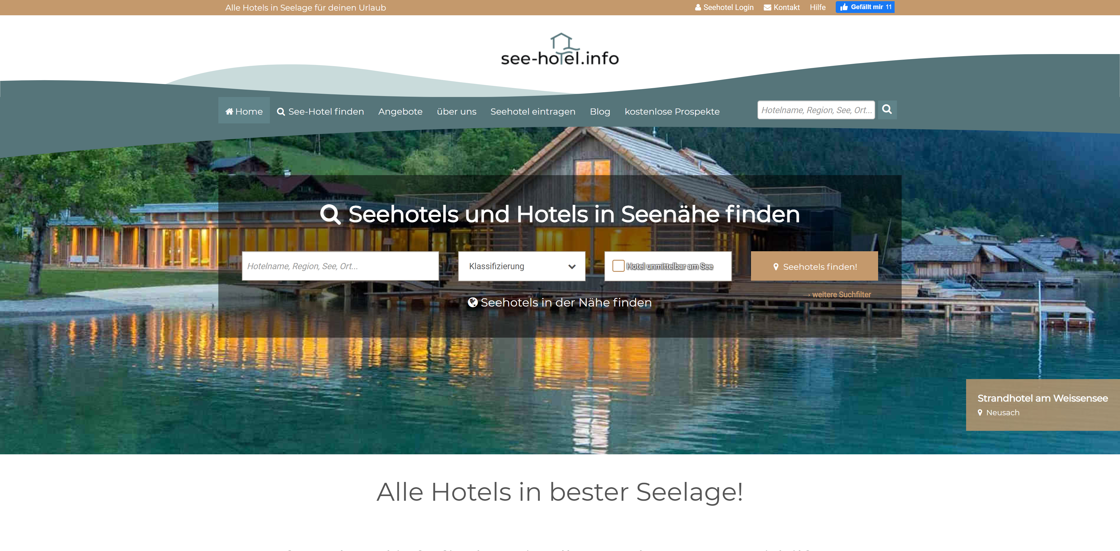 Urlaub direkt am See: Neues Internetportal informiert über sämtliche Hotels am Wasser - see-hotel.info