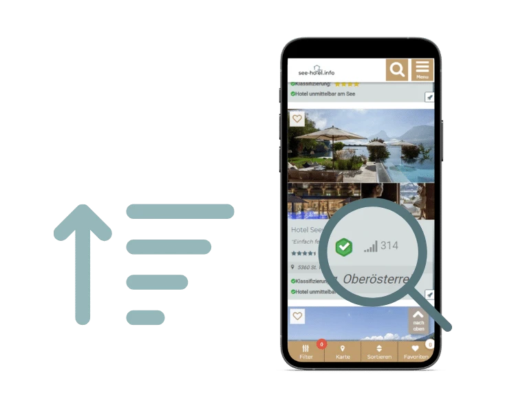 Mockup Reihung der Hotels