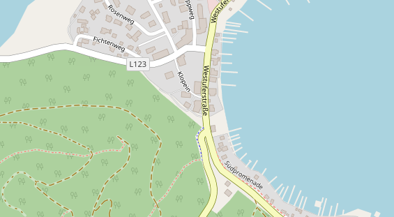 Seehotel auf Satellitenbild