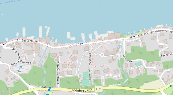 Seehotel auf Satellitenbild