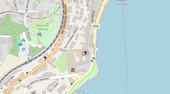 Seehotel auf Satellitenbild