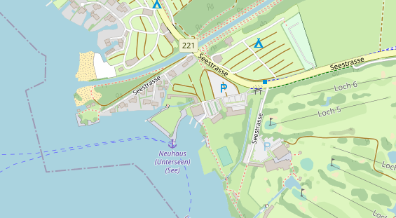 Seehotel auf Satellitenbild