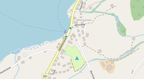 Seehotel auf Satellitenbild