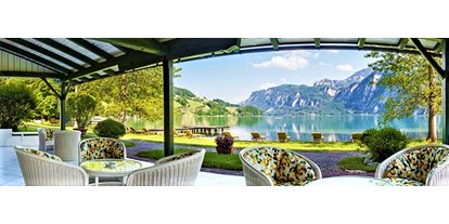 Hotels am See - Abendmenü: 3 bis 5 Gänge - PLZ 5330 (Österreich) - Hotel Seehof Mondsee Terrasse.mit Blick - Hotel Seehof Mondsee
