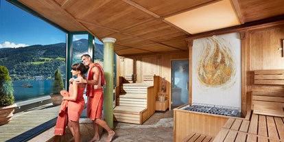 Hotels am See - Garten mit Seezugang - Letting - Finnische Sauna im GRANDSPA - GRAND HOTEL ZELL AM SEE