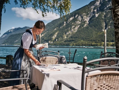 Hotels am See - Verpflegung: Frühstück - Schlitters - Beim Frühstück schon mit diesem Blick auf den See und herzlichem Service empfangen werden. - Travel Charme Fürstenhaus Am Achensee