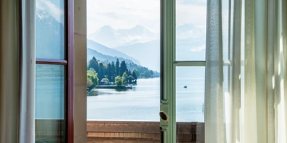 Hotels am See - Art des Seezugangs: öffentlicher Seezugang - Thun - Zimmeraussicht - Schloss Schadau Hotel - Restaurant