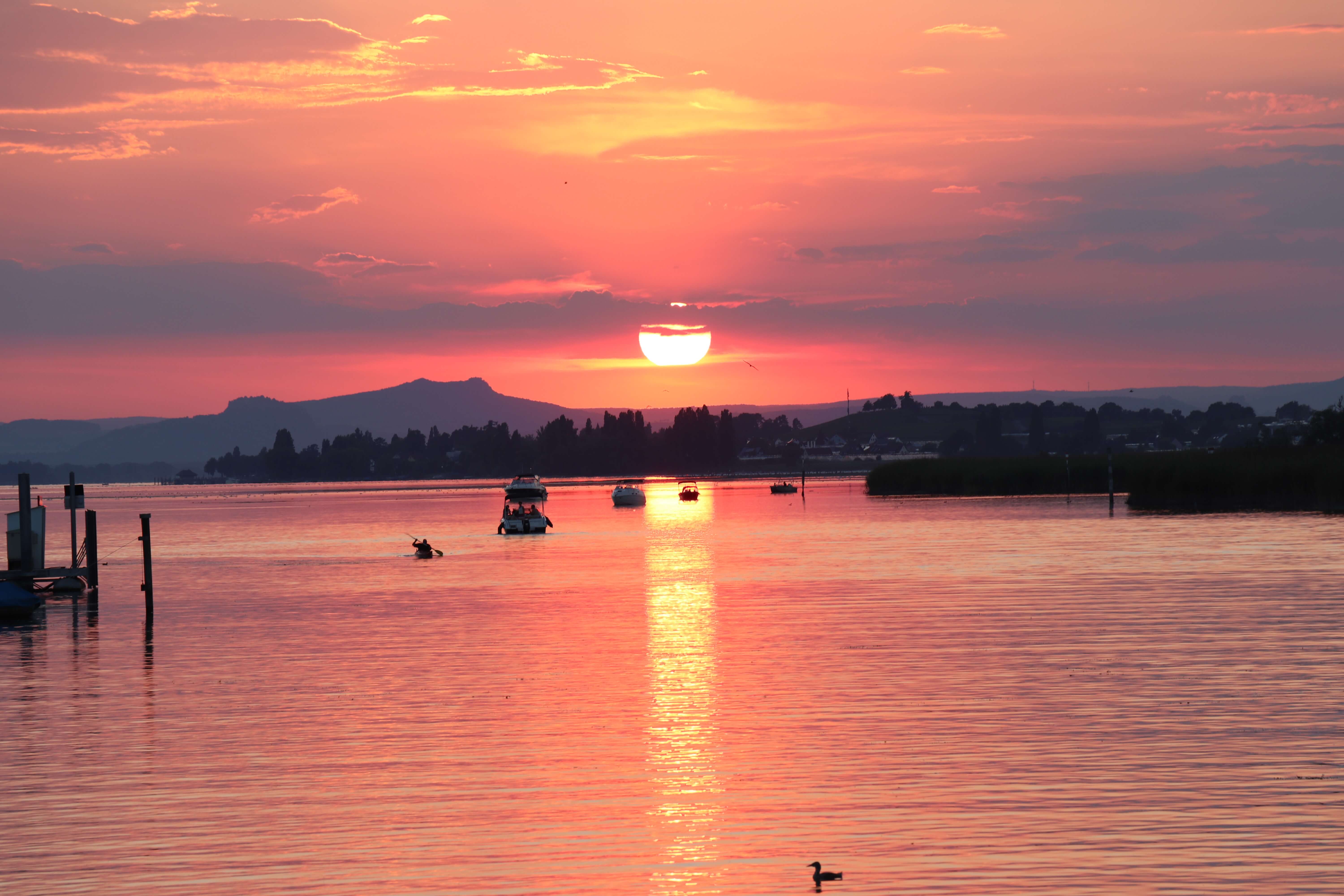 Urlaub am See: Sonnenuntergang in Gottlieben - Hotel Porto Sofie in Gottlieben
