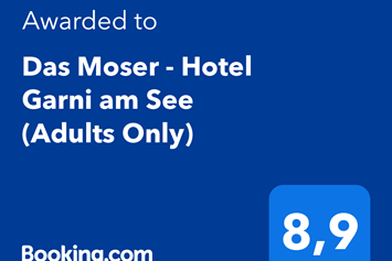 Urlaub am See: Booking.com Bewertung für unser Hotel - Erwachsenenhotel "das Moser - Hotel am See"