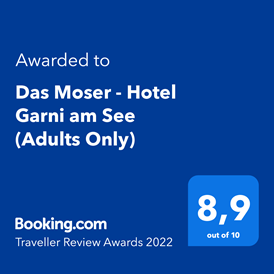Urlaub am See: Booking.com Bewertung für unser Hotel - Erwachsenenhotel "das Moser - Hotel am See"